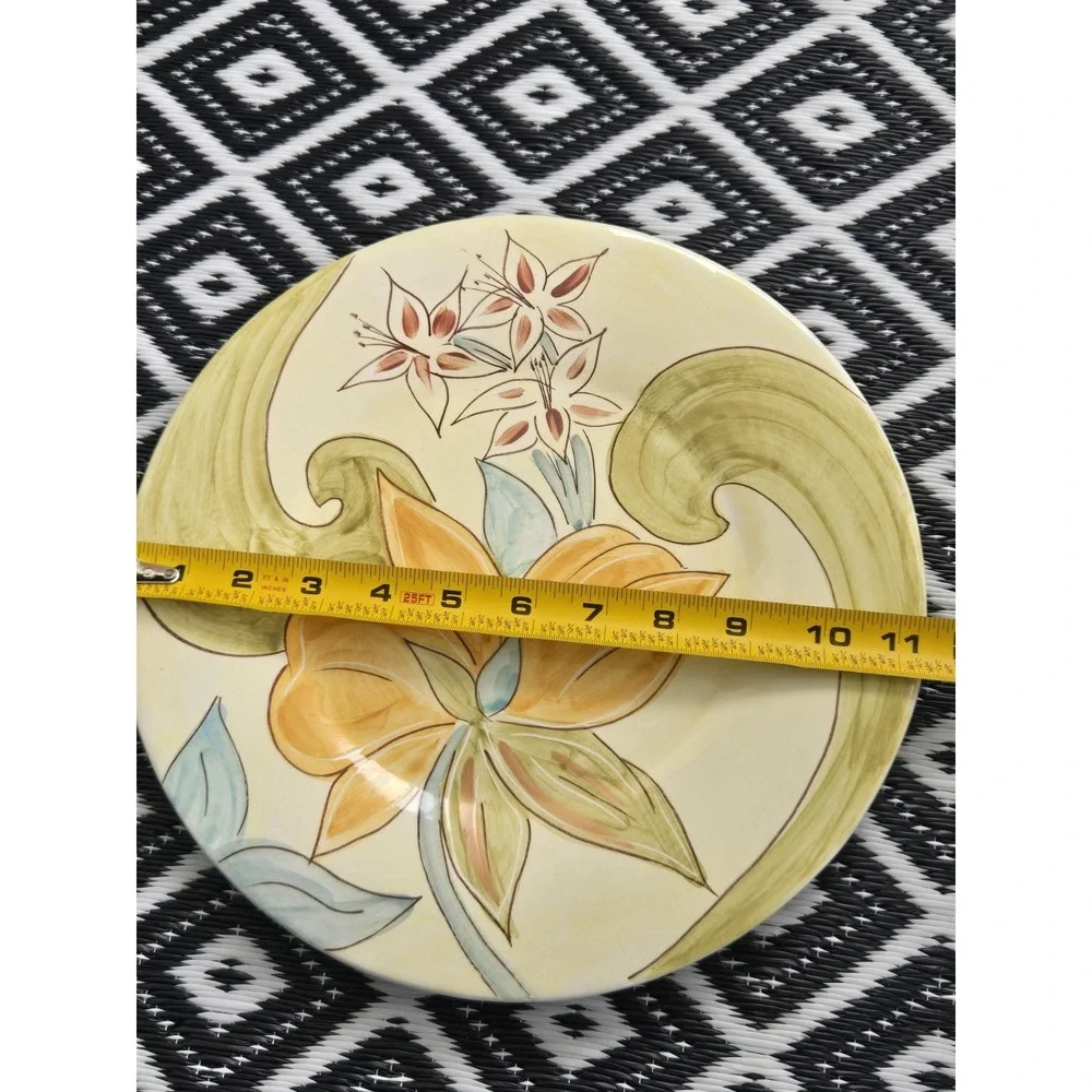 Pier 1 Charger Plate Siena Floral Italy‎ Hand Painted Earthenware Large